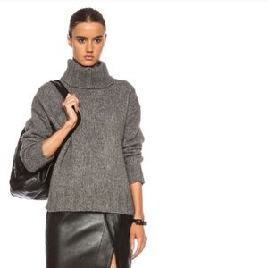 Nili Lotan Wool Knit Cowl Neck Sweater Grey